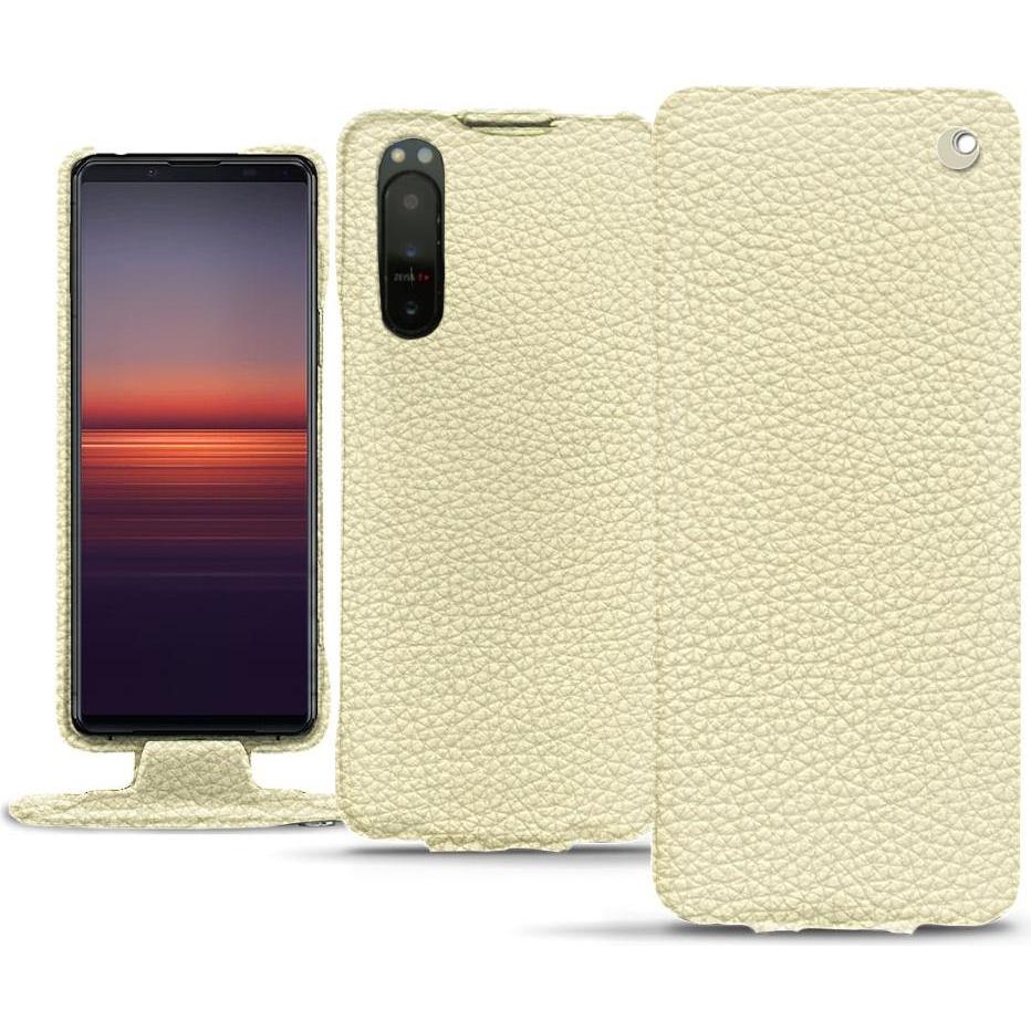 Noreve Lederschutzhülle vertikal (Sony Xperia 5 II), Smartphone Hülle, Weiss