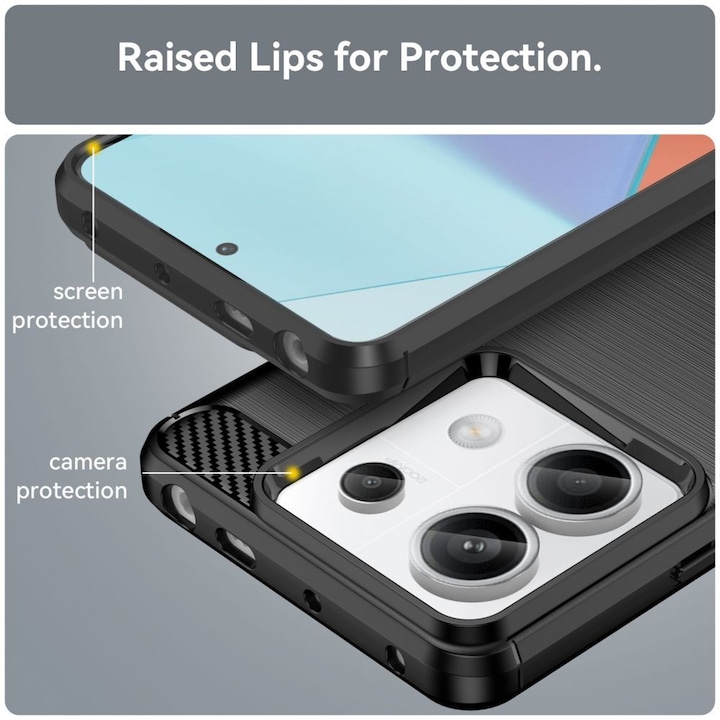 Produktbild Hurtel Carbon Case für Xiaomi Redmi Note 13 Pro+ - schwarz (Xiaomi Redmi Note 13 Pro+)