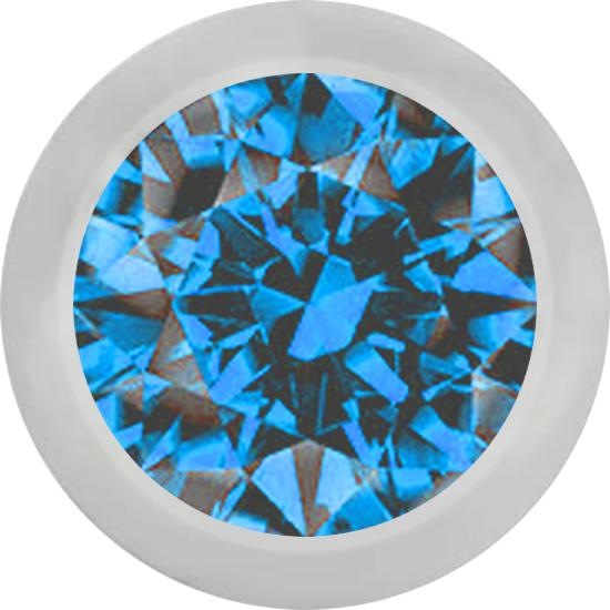 Produktbild Star Piercing Micro Kugel silber mit Kristall hellblau (ohne Messing, Chirurgenstahl 316L)