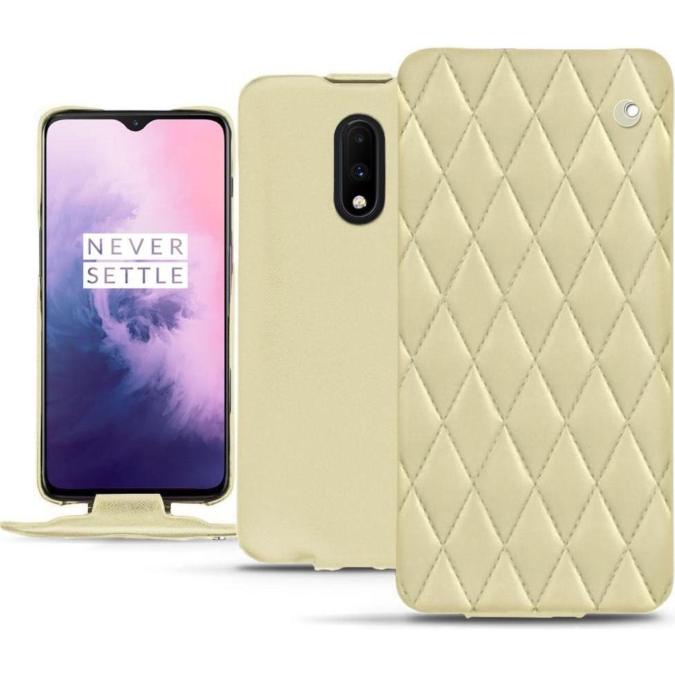 Thumbnail - Noreve Lederschutzhülle vertikal (OnePlus 7), Smartphone Hülle, Beige