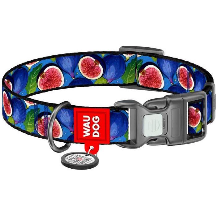Thumbnail - Collar Waudog "Fig" nylon dog with QR code, size L (L, Hund, Hundesport), Halsband + Leine