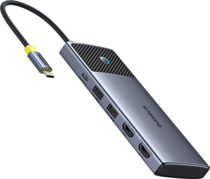 Actual product image Baseus HUB Metal Gleam Series II 7in1 USB-C - USB-C PD100W / 2x USB-A / 2x HDMI 4K / USB-A 3.0 / USB (USB-C, 7 ports)