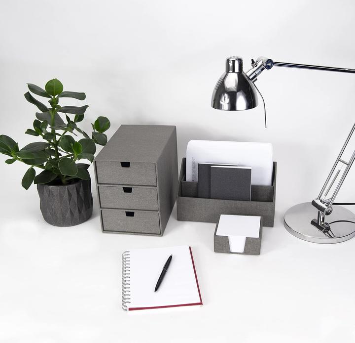 Produktbild Bigso INGRID Schubladenbox 3 Fächer Grau Canvas