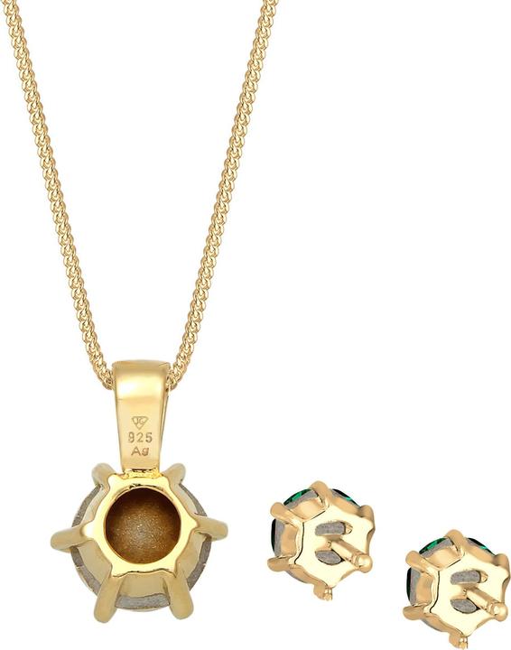 Produktbild Elli Schmuckset Kristalle Solitär Kette Ohrstecker 925 Silber (925er Sterling Silber)