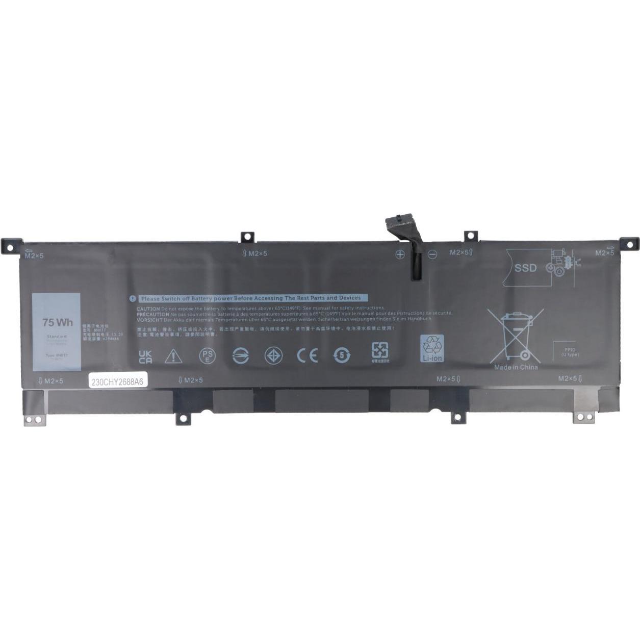 AccuCell Akku passend für Dell XPS 15 9575, 8N0T7, Li-Polymer, 11,4V, 6254mAh, 75,0Wh (6 Zellen, 6254 mAh), Notebook Akk...