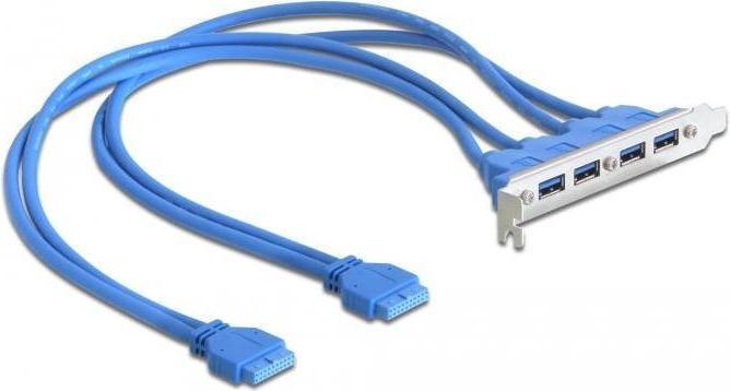 Produktbild Delock Slotblech USB3.0 Pin Header 19 Pin 2 x intern > 4 x USB3.0-A Buchse extern (0.40 m, USB 2.0, USB 3.2 Gen 1)