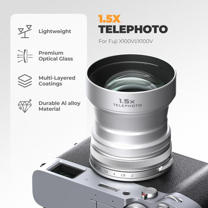 Image du produit Freewell FW-FU-XTP-B Fuji X100VI/X100V 1.6x Telephoto Lens Black