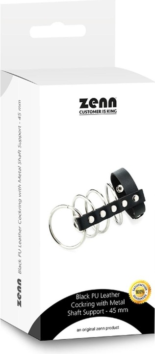 Produktbild Zenn Schwarzer PU-Leder-Cockring mit Metallstütze (4.50 cm)