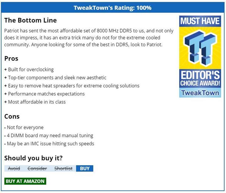 Energie-Label Patriot D532GB 8000-38 Viper Xtreme5 RGB K2 PAT PVXR532G80C38K (2 x 16GB, 8000 MHz, DDR5-RAM, DIMM)