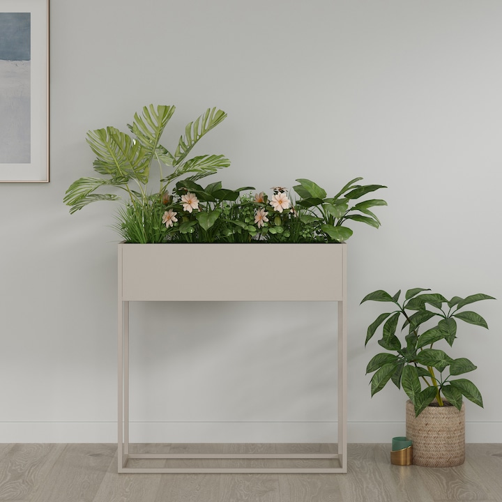 En.Casa Blumenständer Joensuu 80x80x25cm Hellgrau