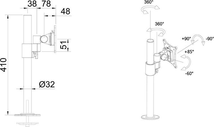 Actual product image DSS Monitor frame incl. table holder, 13"/2789 (Table, 13")