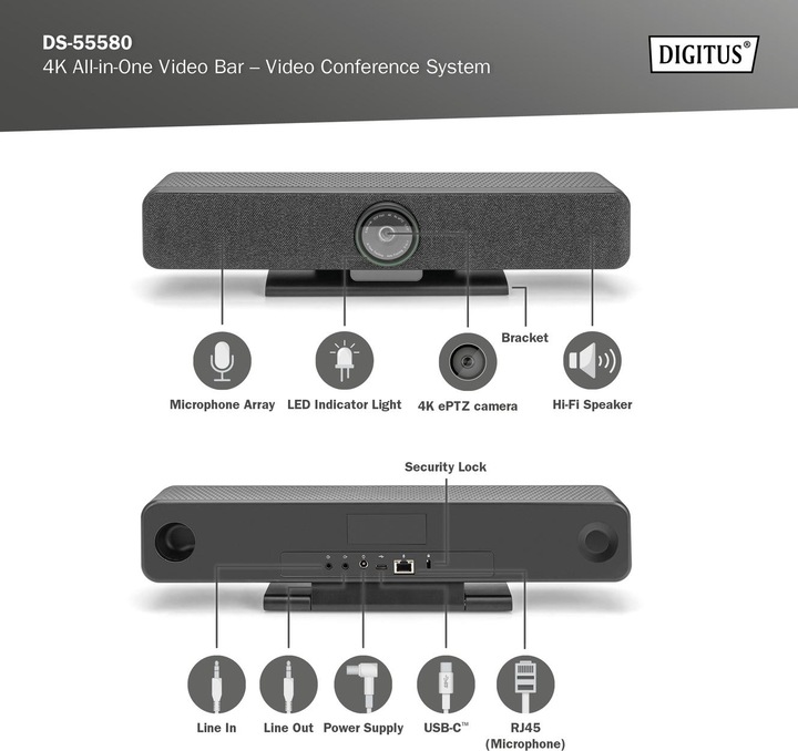Produktbild Digitus 4K All-In-One Video Bar - Videokonferenz-System