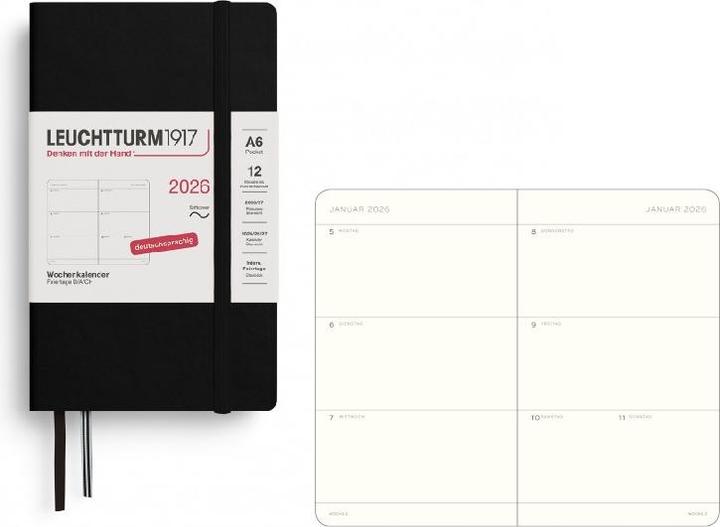Produktbild Leuchtturm1917 Leuchtturm 1w/2s.Pocket Sc Schw (A6, 1 Woche / 2 Seiten)