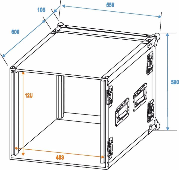 Immagine prodotto Roadinger PR-2ST Portapacchi da 19 pollici 12 U in legno incl. maniglia (Caso da 19 pollici)