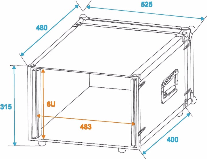 Actual product image Roadinger CO DD 19 inch rack 6 U wood incl. handle (Accessories)