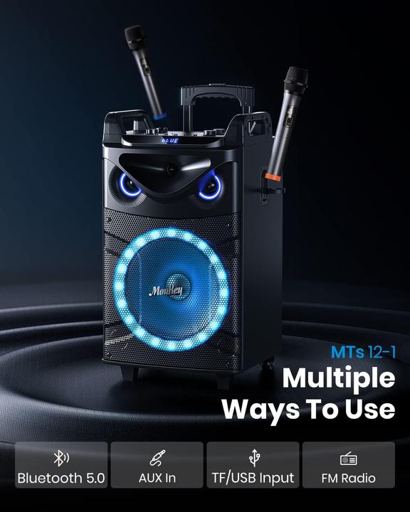 Actual product image MouKey Karaoke Maschine MTs12-1 mit zwei Mikrofonen (1x 200 W)