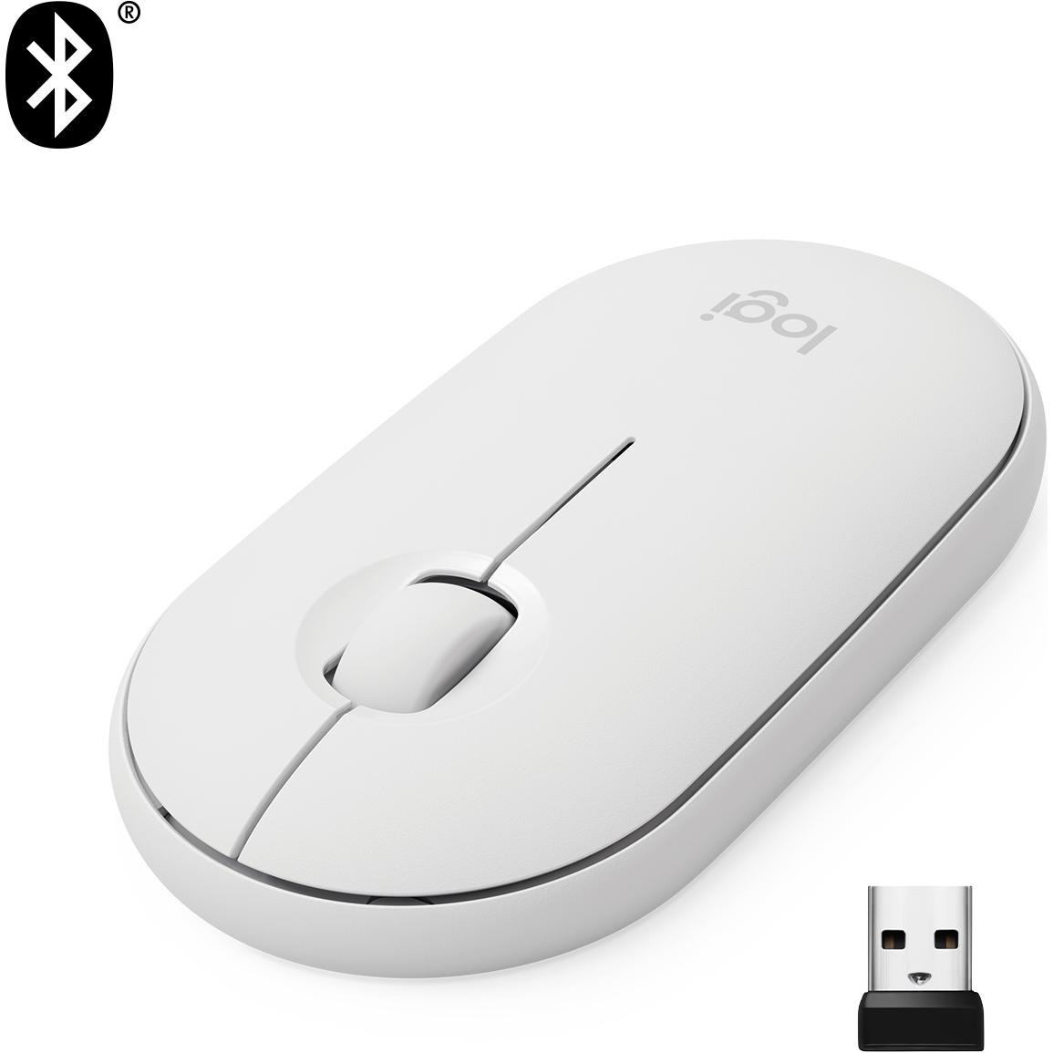 Logitech Pebble M350 (Kabellos), Maus, Weiss