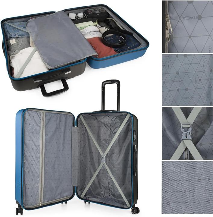 Immagine prodotto Itaca Set valigie rigide con rotelle e blocco combinato per viaggi