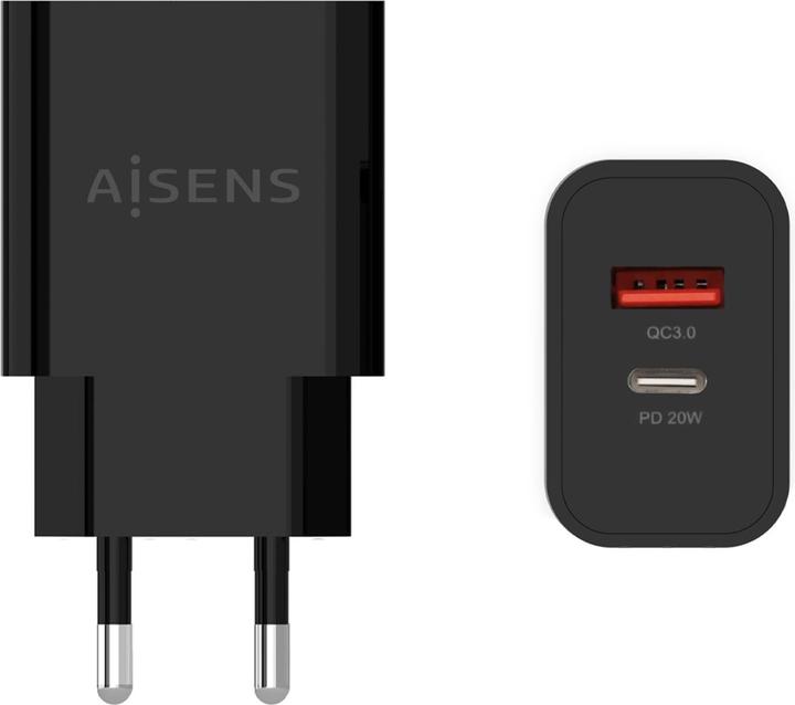 Actual product image Aisens CARGADOR 20W 1xUSB-C PD3.0 1xUSB-A QC3.0 NEGRO (20 W)