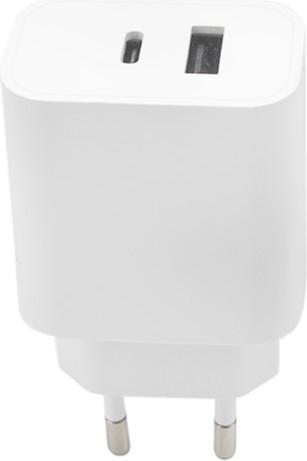 Actual product image Maxlife MXTC-06 PD QC charger 1x USB-C 1x USB 20W white (20 W, 2 ports)