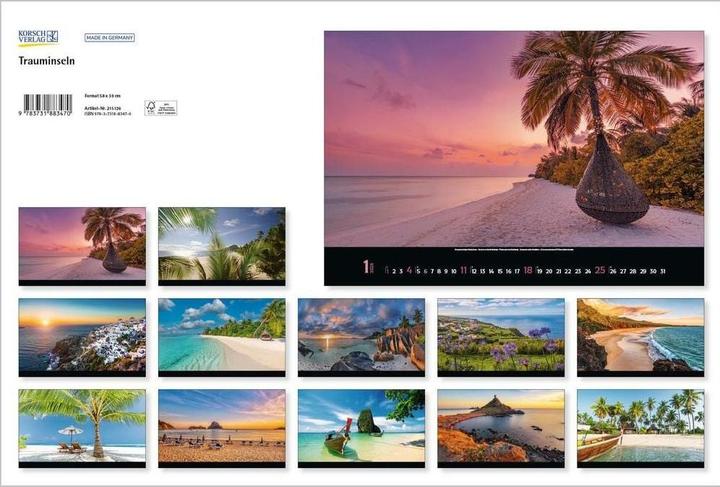 Image du produit Verlag Bildkalender Trauminseln 2026, Papierformat: Kein