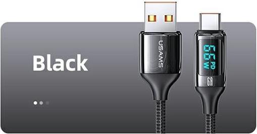 Immagine prodotto Usams Cavo pleciony U78 USB-C 1,2m LED 6A Ricarica rapida czarny/nero SJ544USB01 (US-SJ544) (1.20 m)