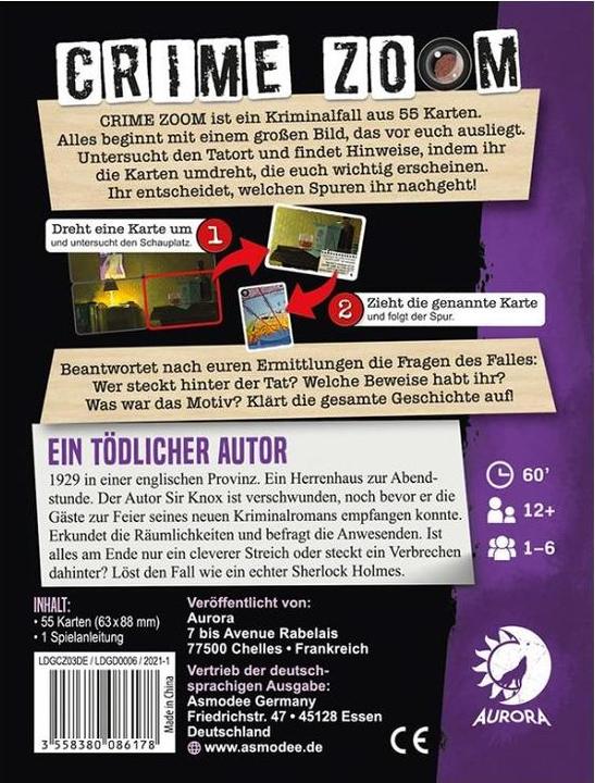 Productafbeelding Asmodée LDGD0006 - Crime Zoom (Case 3: A Deadly Author) - 1-6 spelers, vanaf 12 jaar (NL editie) (Duits)