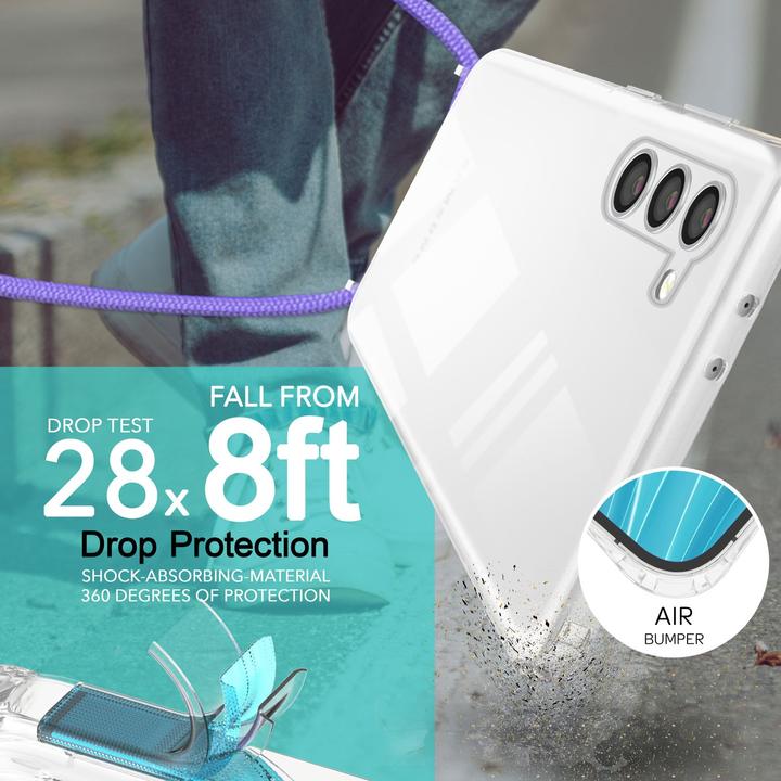 Actual product image Nalia Clear hybrid case with chain to hang around the neck
