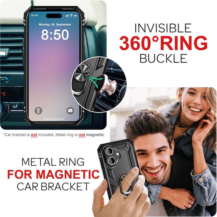 Actual product image Nalia Shockproof Military Style Ring Cover (Apple iPhone 16)