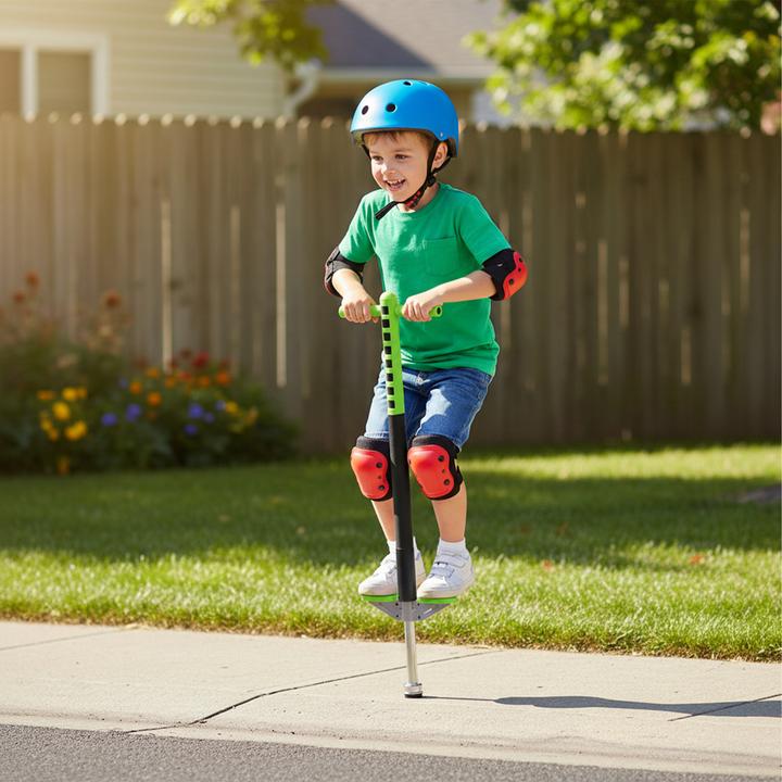 Actual product image Relaxdays - Pogo Stick für Kinder 35 kg, Grün/Schwarz/Silber