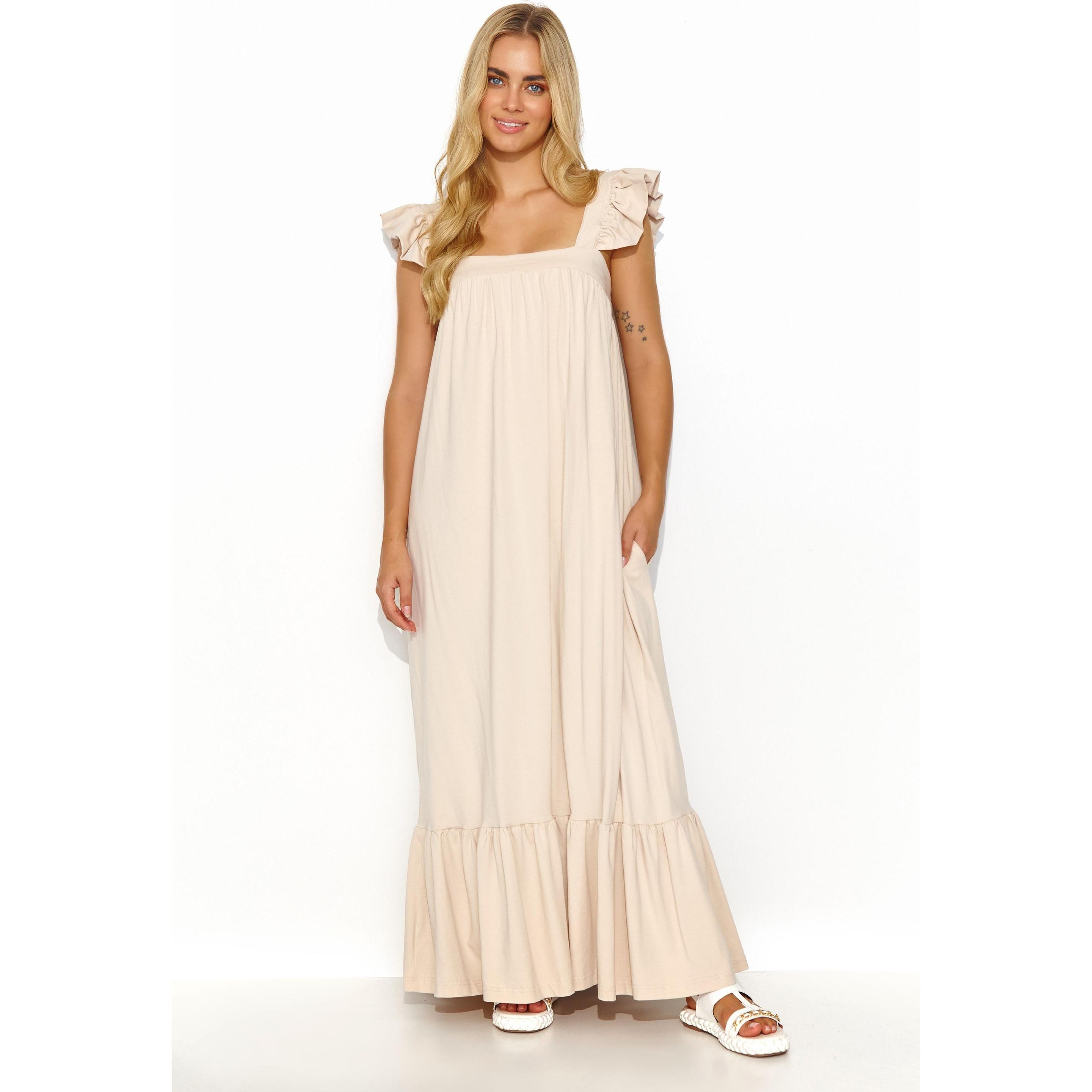 Makadamia, Damen, Kleider, Alltagskleid model, Beige, (40)