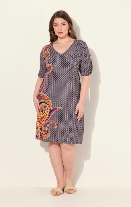 Actual product image Ulla Popken Paisley Cold Shoulder V-Neck Beach Dress (62)