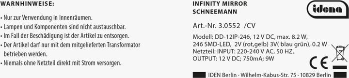 Produktbild Idena LED Infinity Mirror Schneemann 35x8x45cm