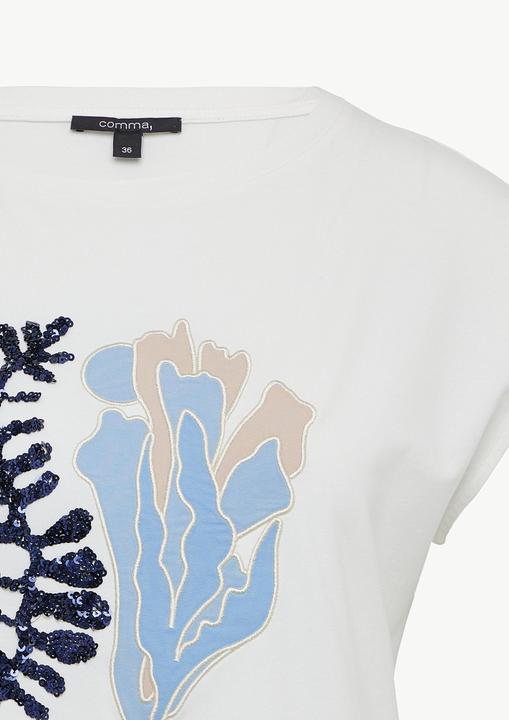 Produktbild Comma T-Shirt Jersey-T-Shirt mit Pailletten und Artwork (40)