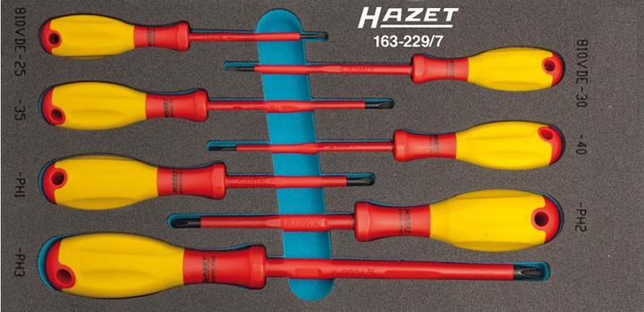 Actual product image HAZET Screwdriver set ∙ with protective insulation 163-229/7 ∙ Cross recess profile PH, Slot profil… (Phillipps cross recess (PH), Slotted screws, Allen screw)