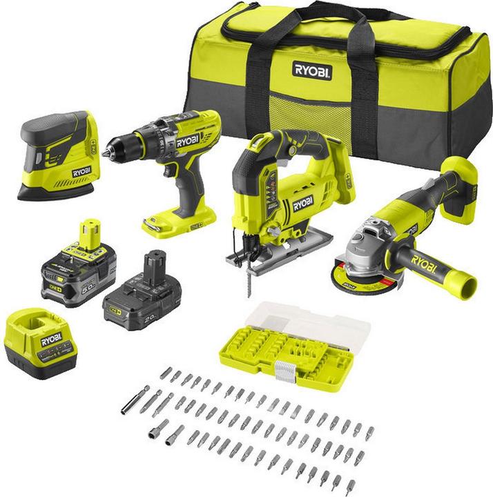 Ryobi 5133004771 R18CK4F-252S Combi Set 18 Volt 2.0/5.0 Ah Li-Ion