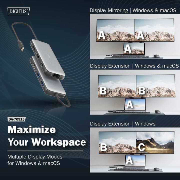 Actual product image Digitus USB-C docking station, 8-port (USB-C, 8 ports)