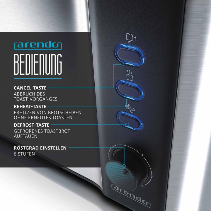 Immagine prodotto Arendo Tostapane in acciaio inox a 4 fette con fessura lunga, doppia parete, scalda panini, display con