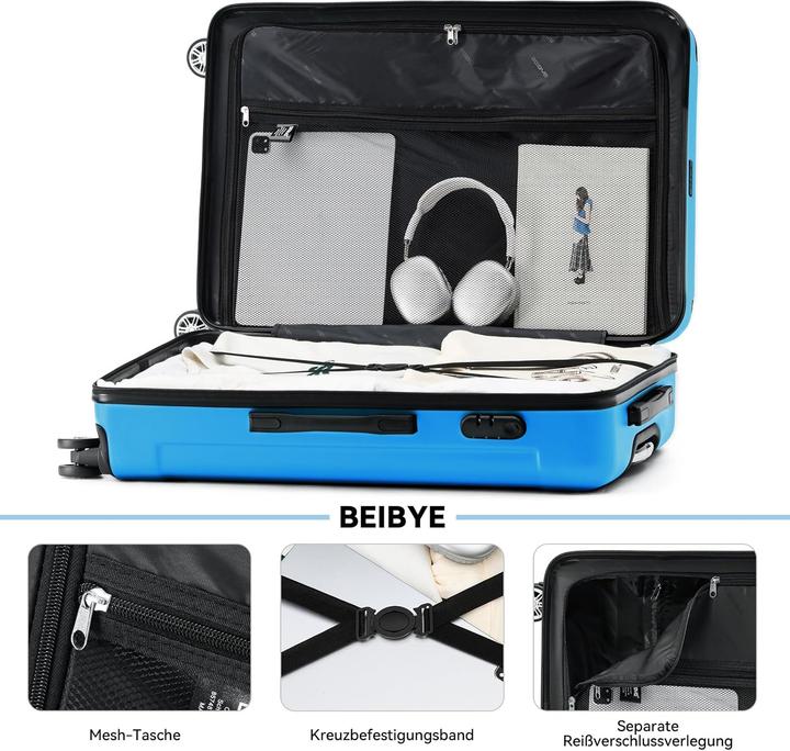 Image du produit Beibye 3-teiliges Hartschalenkofferset mit Zwillingsrollen (110 l)