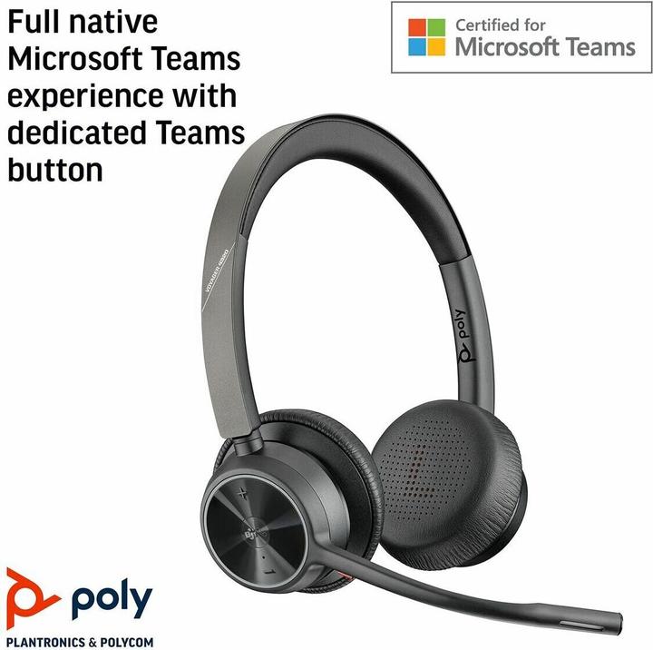 Actual product image Poly Voyager 4320 + BT700 Dongle (Wireless, USB-C, Microsoft teams)