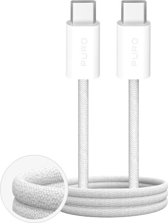 Productafbeelding Puro Fabrik 4 100W geflochtenes USB-C - USB-C 1m Kabel - weiss (1 m, 100 W)