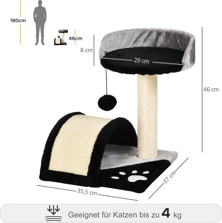 Immagine prodotto PawHut Albero per gatti con peluche (44 cm, Nero)