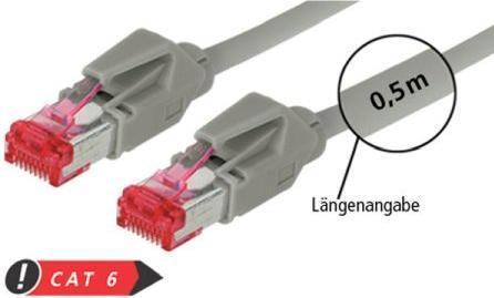 Image du produit Tecline Câble patch S/FTP, PiMF, Cat 6, gris, 1,5 m sans halogène, avec câble Draka et connecteurs Hiroso (S/FTP, CAT6, 1.50 m)