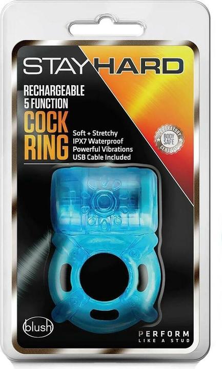 Produktbild Blush Stay Hard - USB Rechargeable 5 Function Vibrating Cock Ring - Stretchy - IPX7 Fully Submersibl (4 cm)