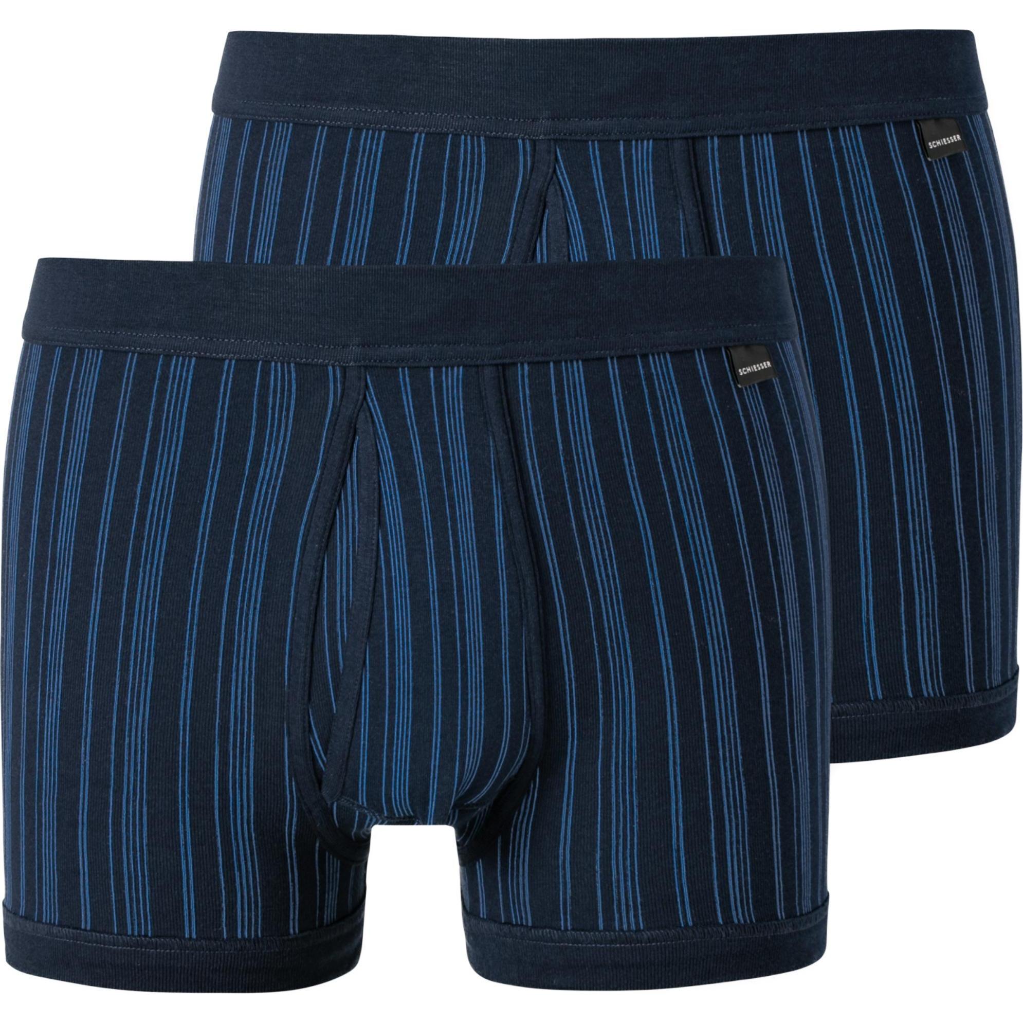 Schiesser, Herren, Unterhosen, 2er Pack Original Classics Feinripp Unterhose kurz, Blau, (7, 2er Pack)
