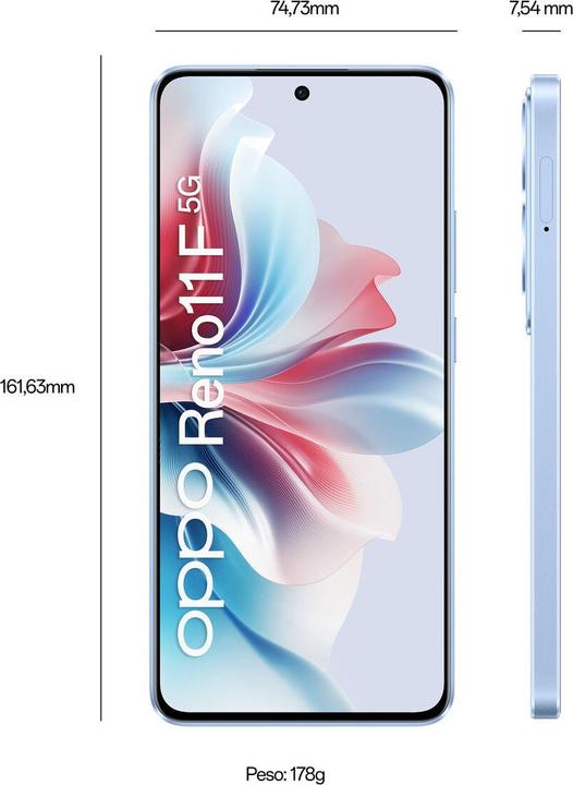Produktbild OPPO Reno 11 F (256 GB, Ocean Blue, 6.70", Dual SIM, 5G)