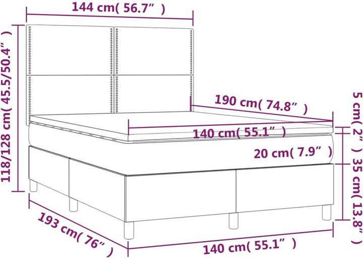 Image du produit vidaXL Boxspringbett (140 x 190 cm)