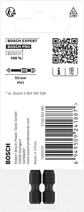 Actual product image Bosch Professional Zubehör PRO Phillips impact bit, PH1, 55 mm, 2 pcs. (PH1)