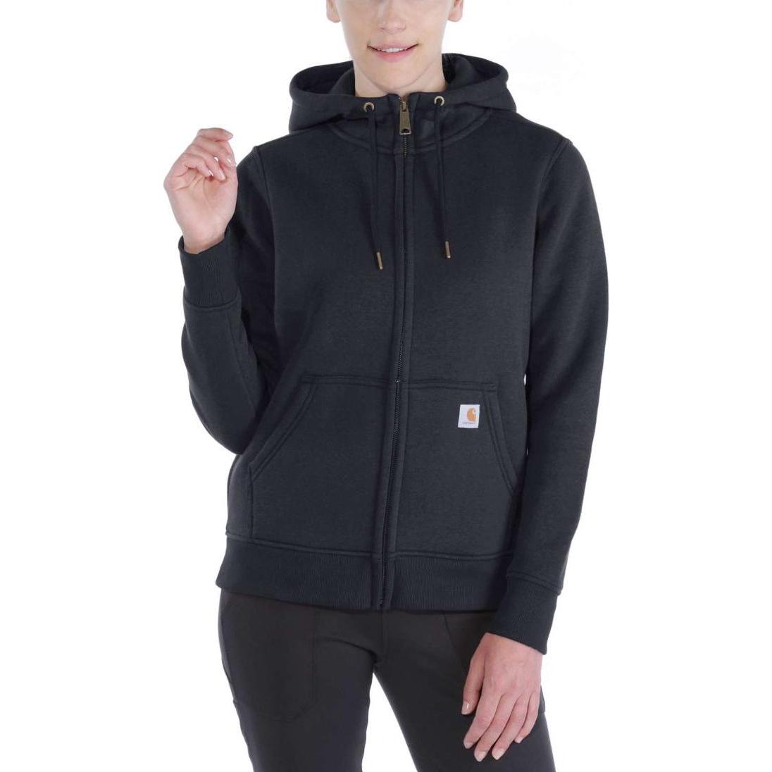 Carhartt, Donne, Felpa + Maglione, Felpa Clarksburg con cappuccio a zip intera, donna, nera, taglia XL, Nero, (XL)