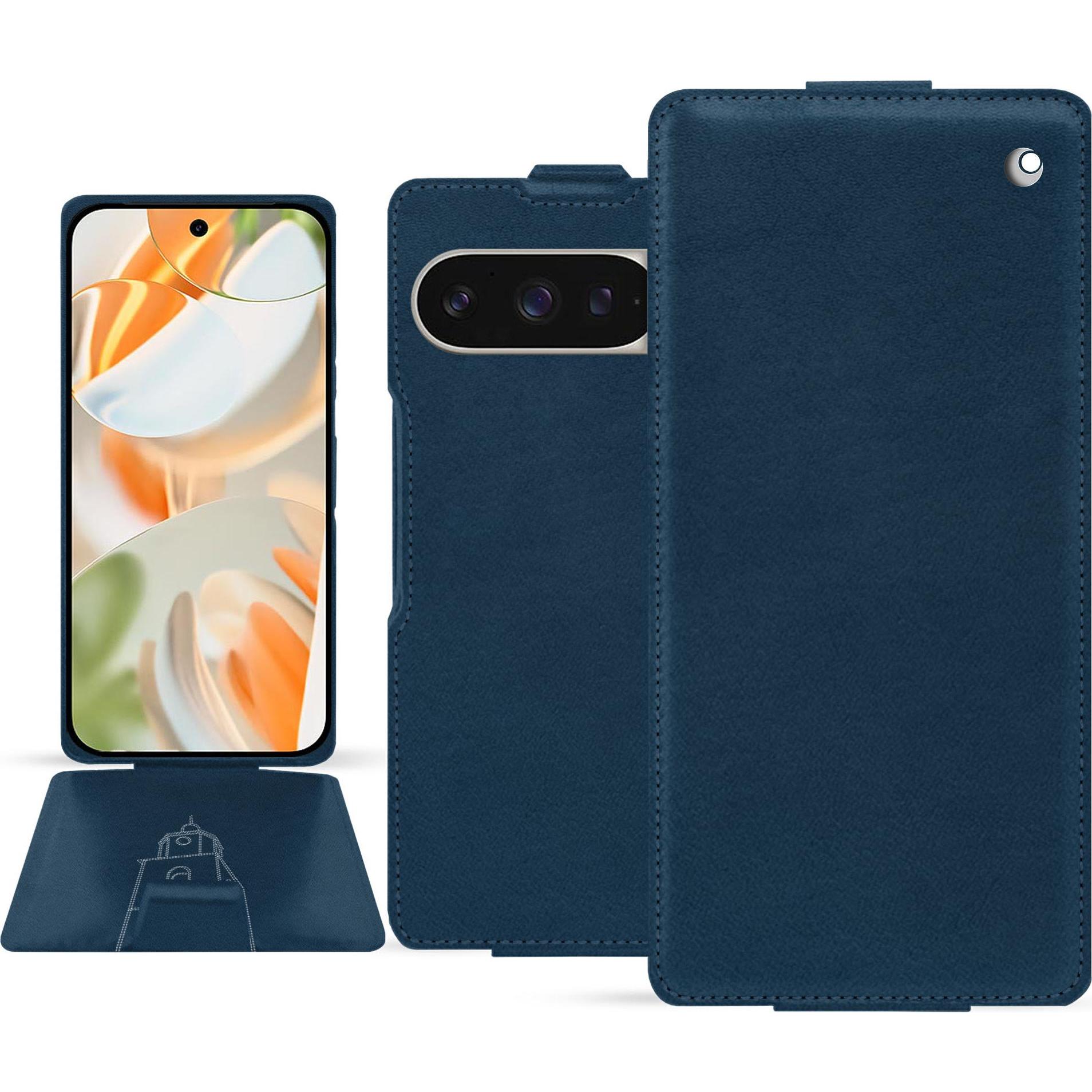 Thumbnail - Noreve Lederschutzhülle vertikal (Google Pixel 9 Pro Fold), Smartphone Hülle, Blau